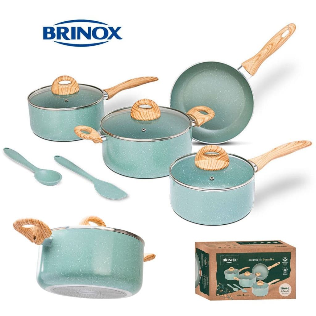 Jogo De Panelas Indução Gás Brinox Antiaderente Botanika 6 Peças