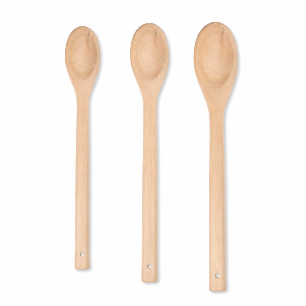 Kit 3 Colher de Pau Madeira 26 30 e 34cm Utensílio Cozinha Colher de Madeira Resistente Artesanal