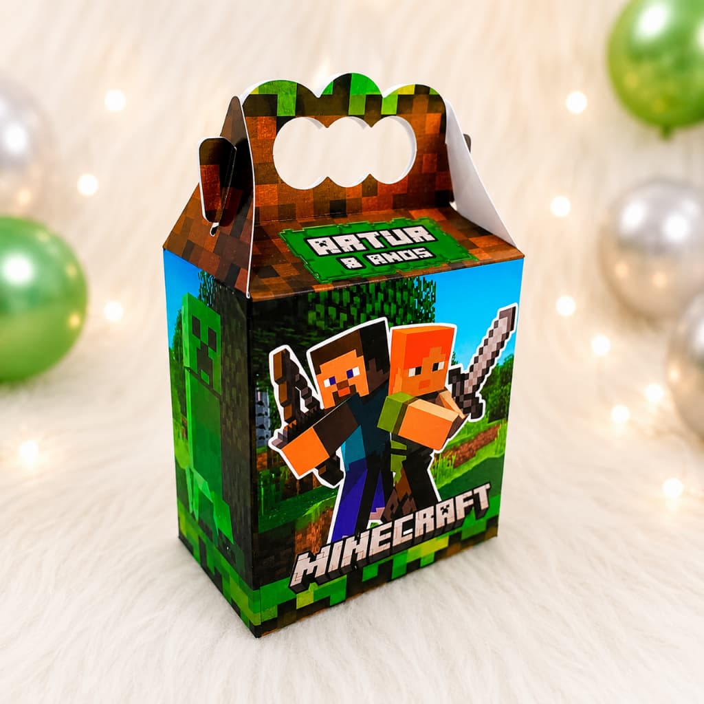 Caixa Maleta Minecraft Personalizada /Lembrancinha de Festa /Aniversário/ Festa Infantil