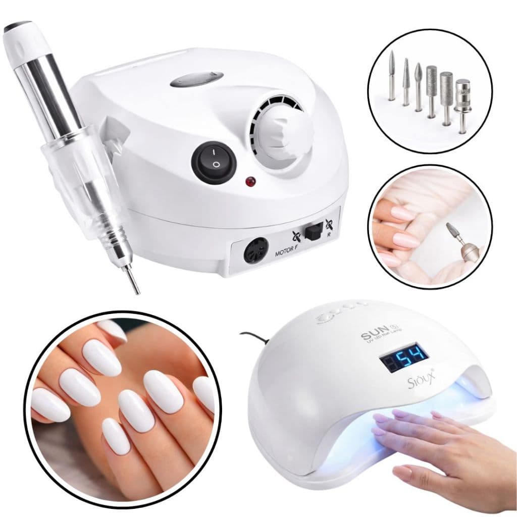 Kit Lixadeira Porquinho + Cabine Sun 5 Led Uv 48w Nail Designer Profissional