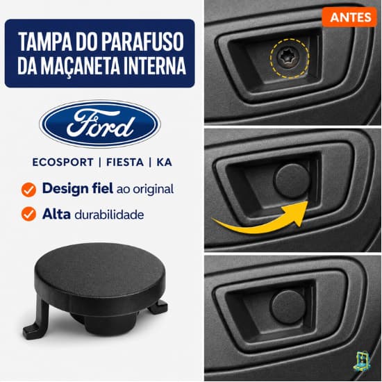 Tampa Parafuso Maçaneta Interna Ford EcoSport Fiesta Ka Preta Encaixe Original