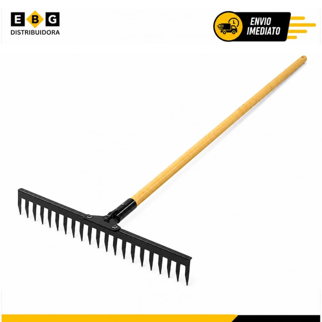 Vassoura Jardim Ancinho 14 Dentes De Metal Reforçado Rastelo Grama Com Cabo 1,2m
