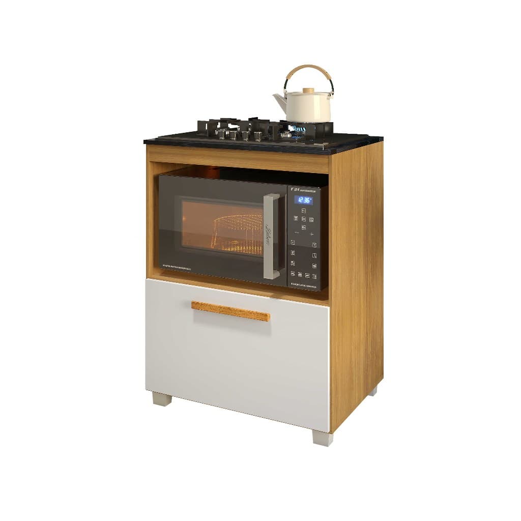 Balcão Cooktop 4 e 5 Bocas Compacto Para Cozinha Com porta Nicho Amplo para Forno ou Microondas Completo - Turim
