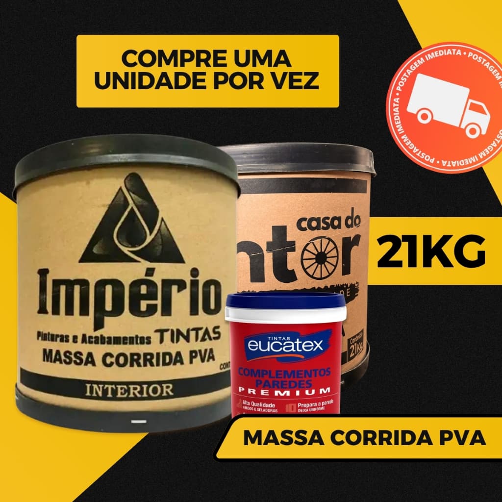 Massa Corrida 21kg Império para Parede Interna e Externa | Revestimento Branco Liso Pronto para Uso