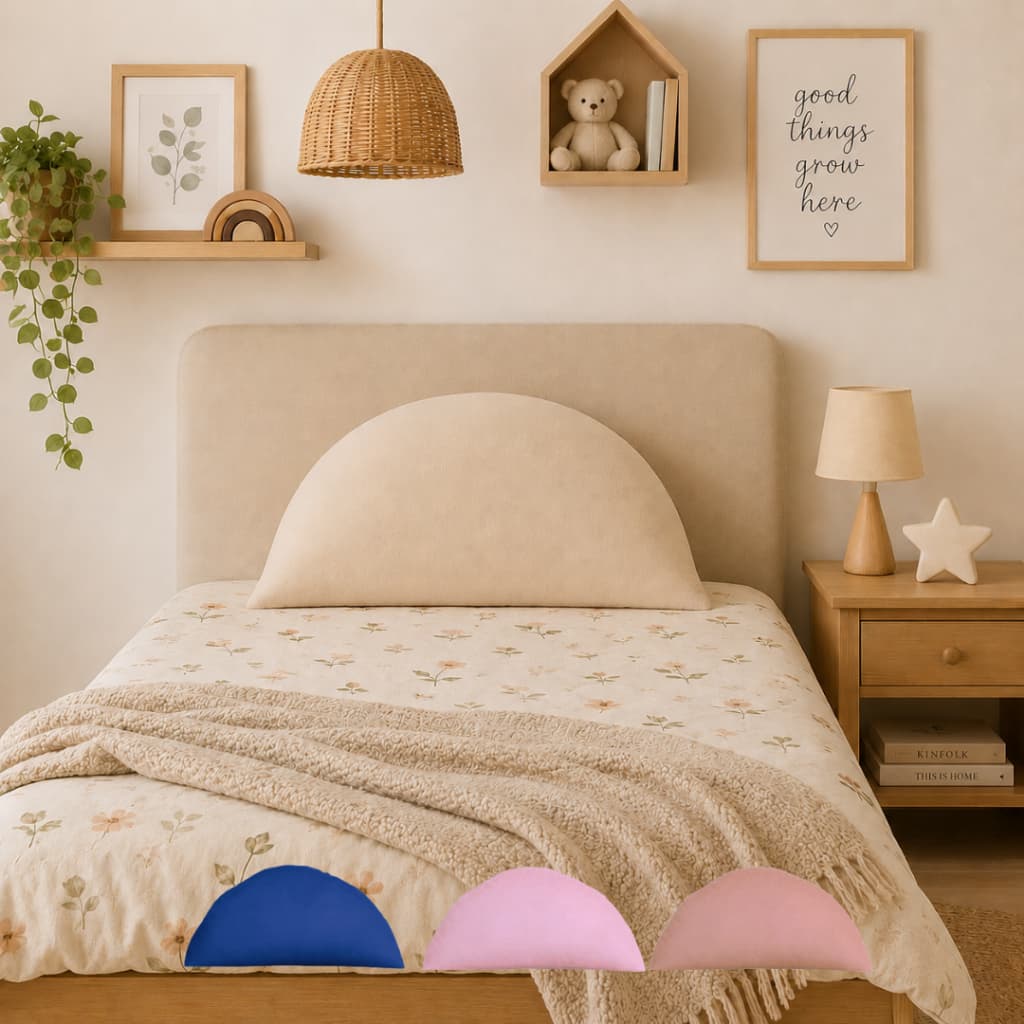 Almofada Infantil Decorativa Meia Lua Mini Cama Encosto Sofá Cama Decoração Quarto Várias Cores