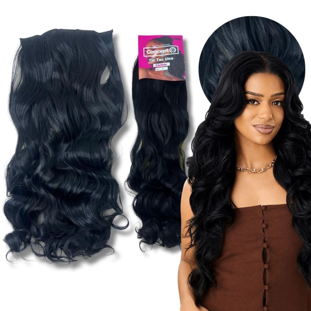 Cabelo Tic Tac Ondulado 65cm Fibra Organica Black Beauty