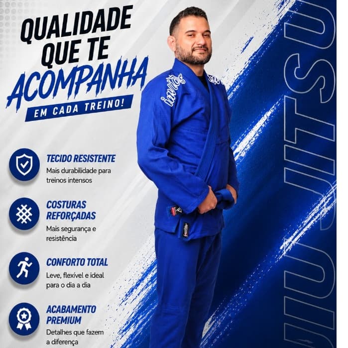 kimono de Jiu Jitsu azul Trançado  de Competição Dobok Bordado Envio Imediato