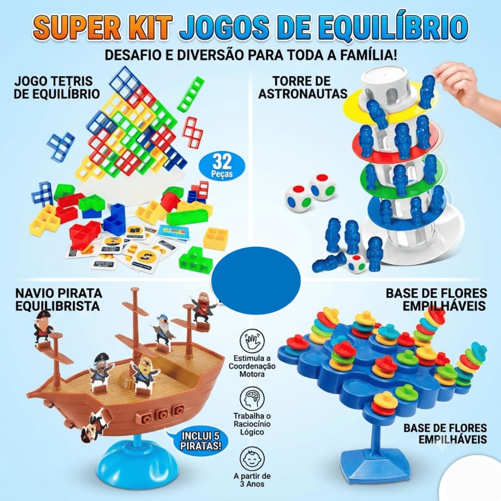 Kit Jogos Interativo Educativo Equilibrio Pedagógico Brinquedo Infantil