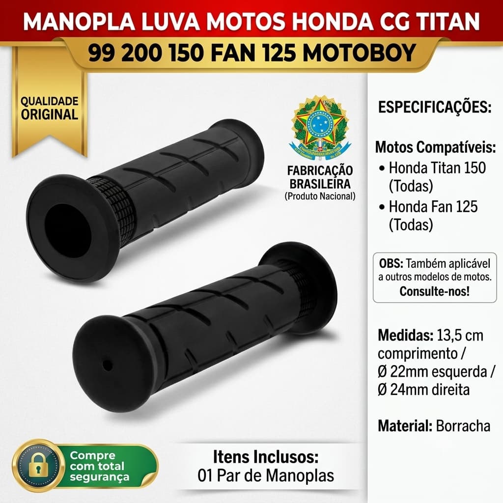 Manopla Luva Motos Honda Cg Titan 99 200 150 fan 125 Motoboy