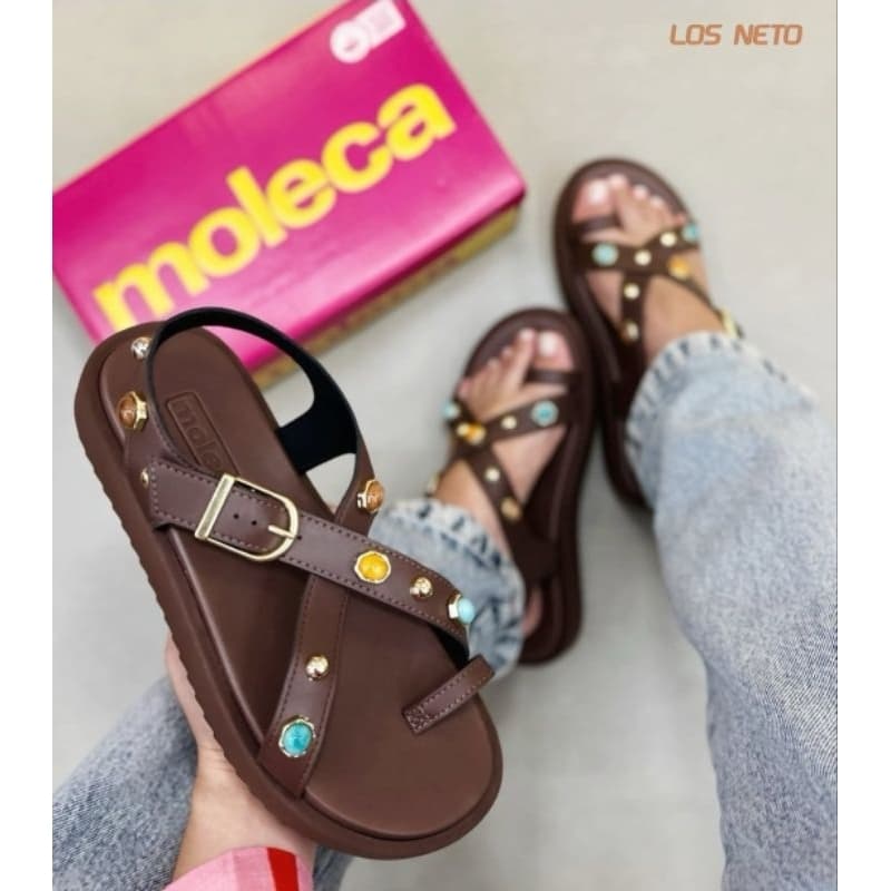 Sandalia Papete FlatForm Moleca Lançamento Ana Castela Plataforma Confortável Macia Com aplicações metalizadas Original