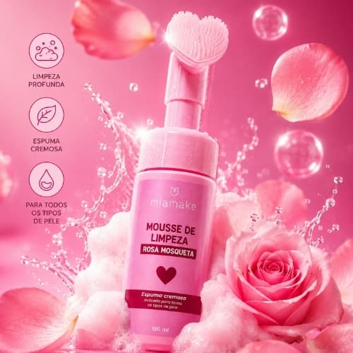 Mia Make Sabonete Mousse De Limpeza Rosa Mosqueta/Vitamina C 150ml Cada