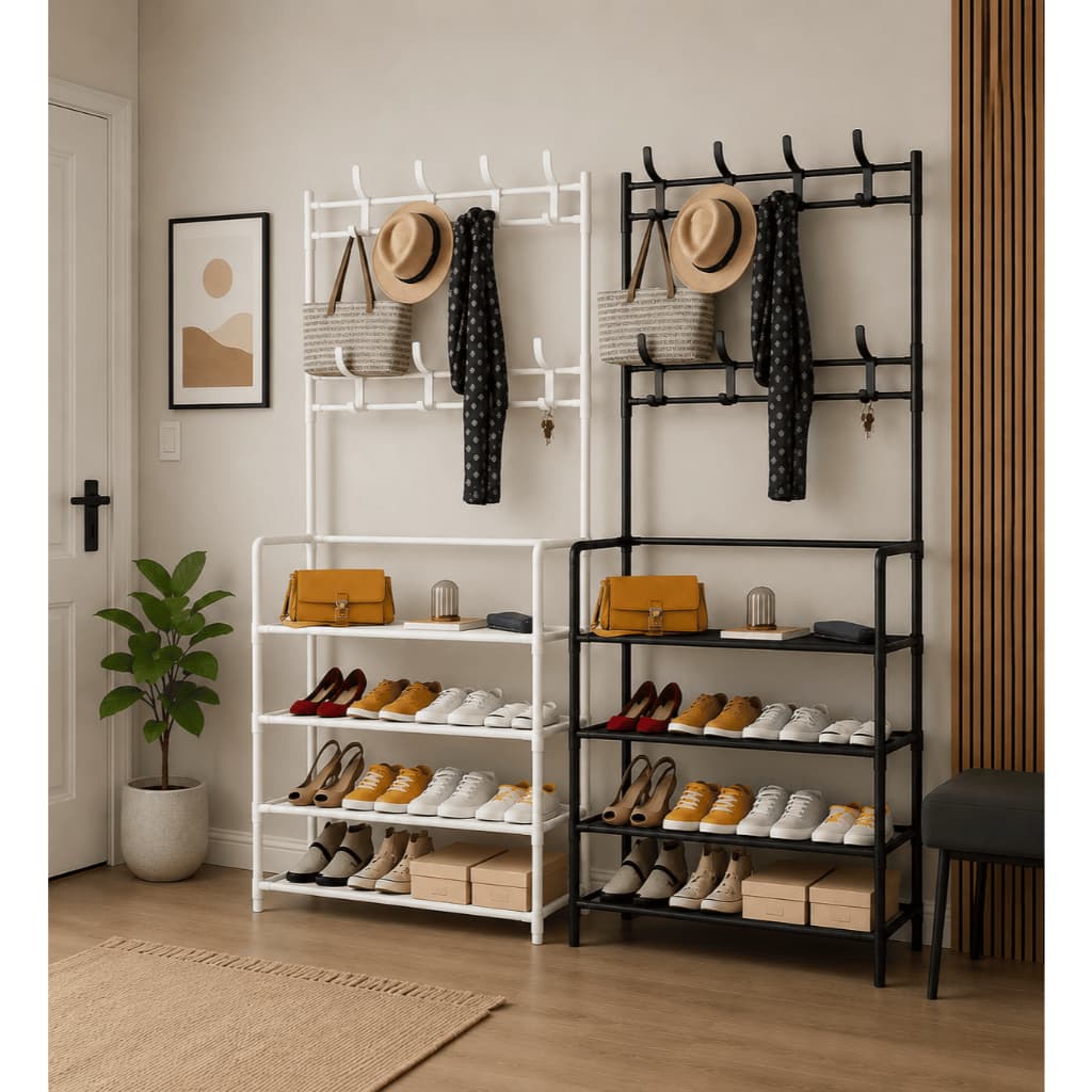 Arara 4 Andares Sapateira Cabideiro Vertical Prateleira Desmontável Suporte Organizador Multiuso