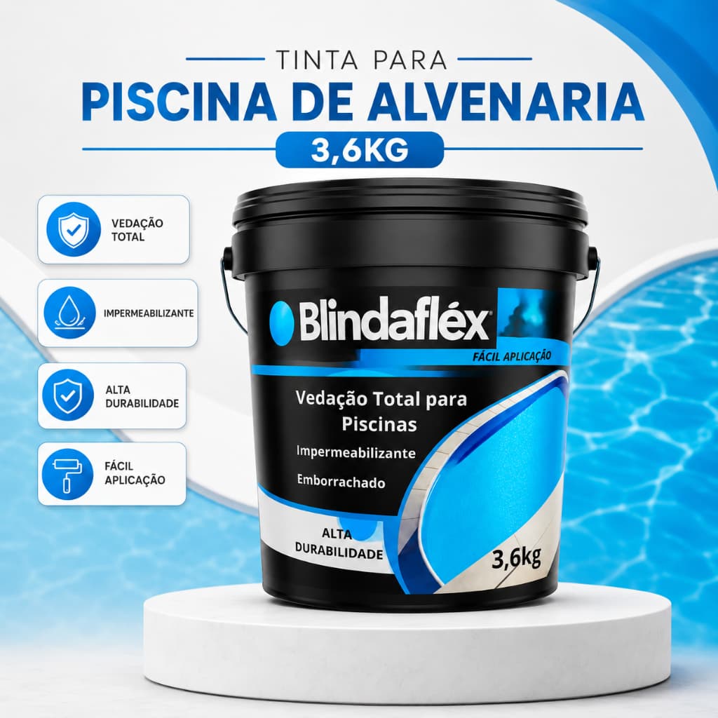 Tinta Para Piscina 3,6kg Alta Resistência ao Cloro e Sol Alta Cobertura Renova Piscina Desbotada