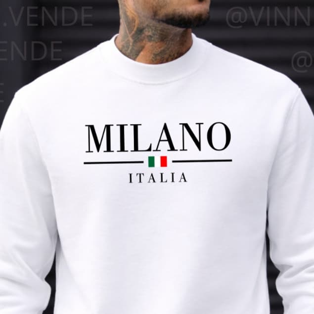 Moletom Masculino Branco Milano Itália Minimalista Premium Conforto Casual