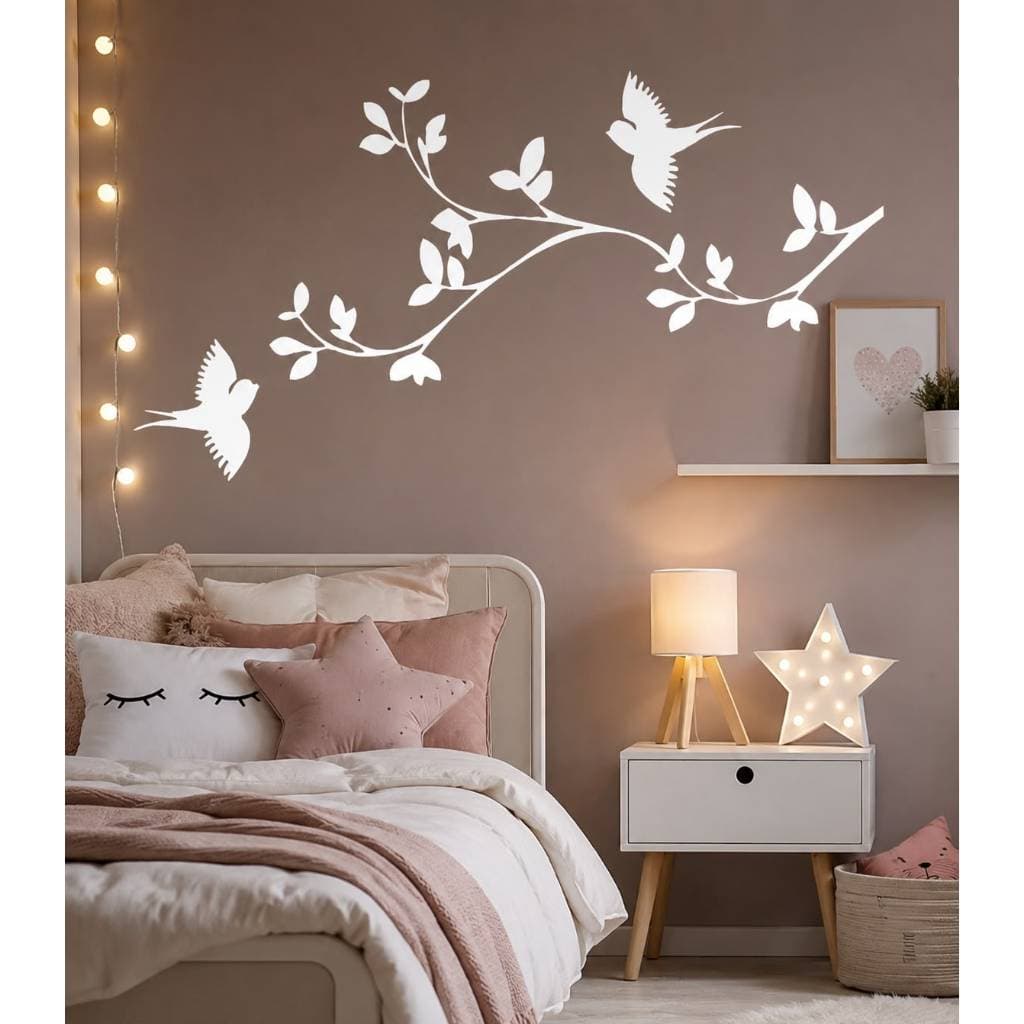 Adesivo De Parede Galho Com Pássaros Decoração Sala Quarto Autocolante Papel De Parede Vinil
