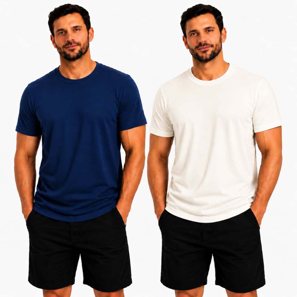 Kit 2 Camisetas Slim Estonada Zero Encolhimento Perfumada Cores da Copa Brasil