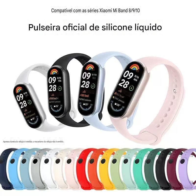 Pulseira de silicone compatível com Xiaomi Smart Band 8, 9 e 10