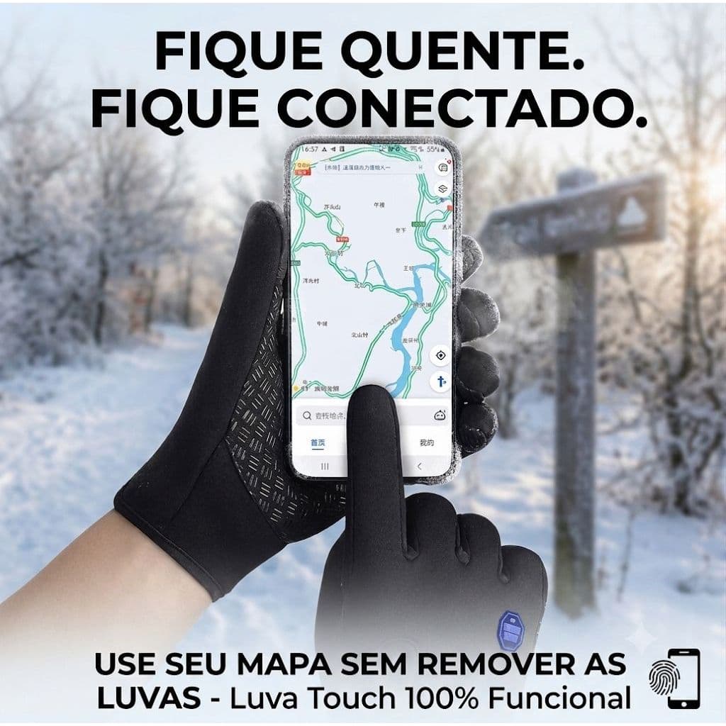 Luva Motoqueiro Impermeável Frio E Chuva Touch Screen Unissex Bicicleta Bike TAM/ÚNICO