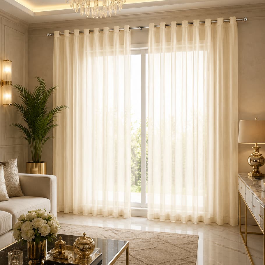 Cortina Voil 6 Metros Decorativa Para Sala Quarto Com Ilhós Voal Liso