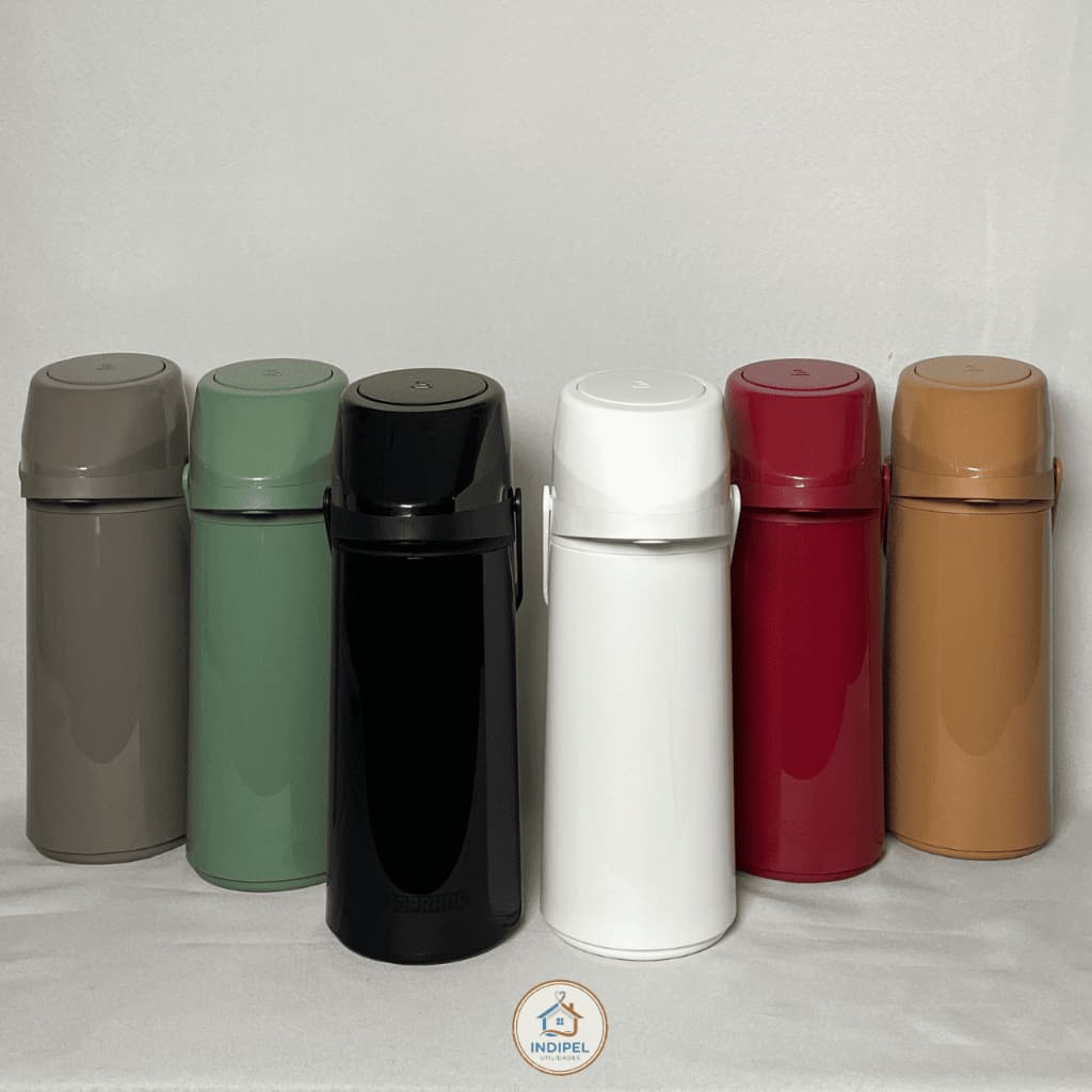 Garrafa Térmica 1 litro Soprano Rubi de pressão com Ampola de Vidro