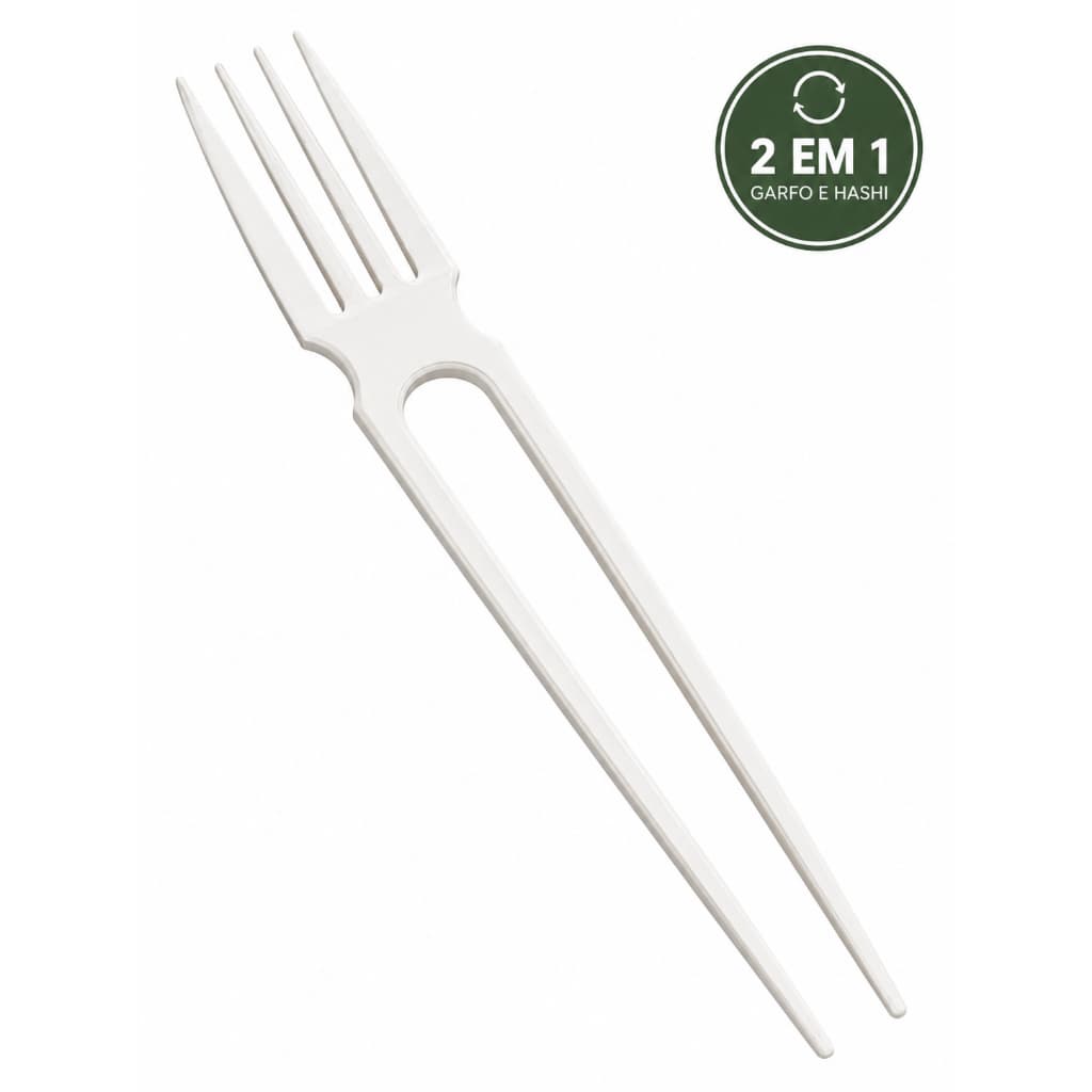 Garfo e Hashi 2 em 1 Reutilizável | Talher Japonês para Sushi, Lámen, Udon e Macarrão