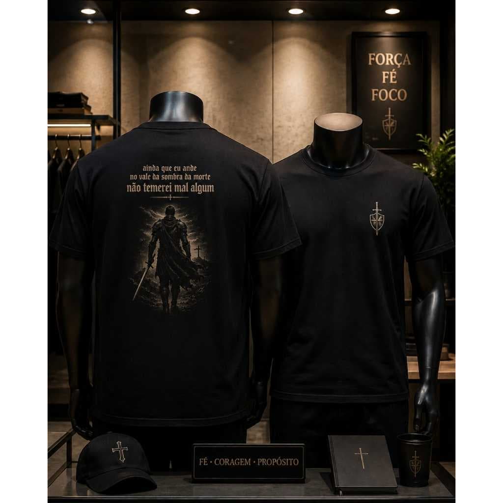 Camiseta gospel exclusiva "ainda que eu ande pelo vale da sombra da morte nao temerei mal algum" unissex otima qualidade