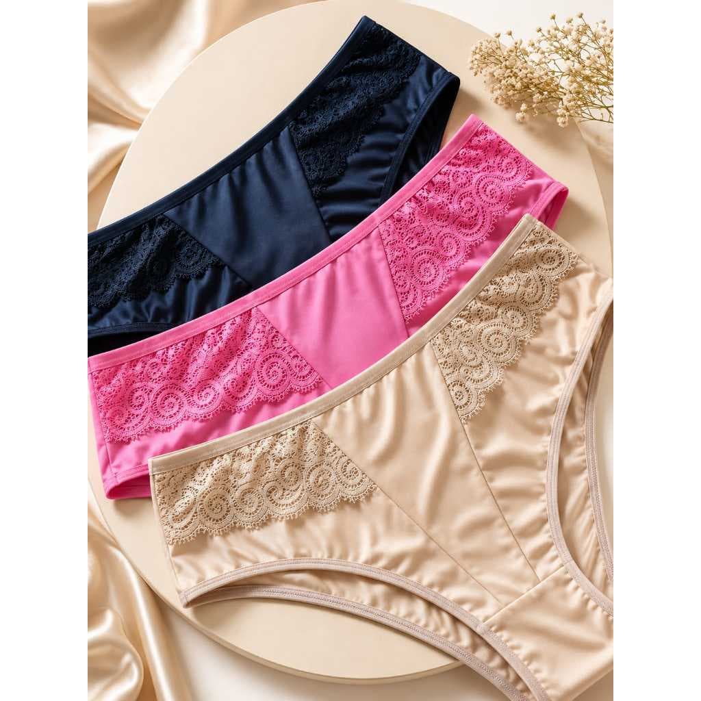 Kit Calcinhas Plus Size EXG Cintura Alta Com Renda Conforto Premium 48 ao 52 Calcinhas Cores Variadas