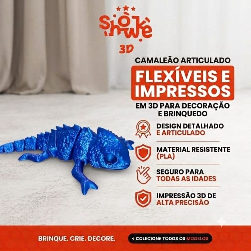 Camaleão 3D Articulado Flexível