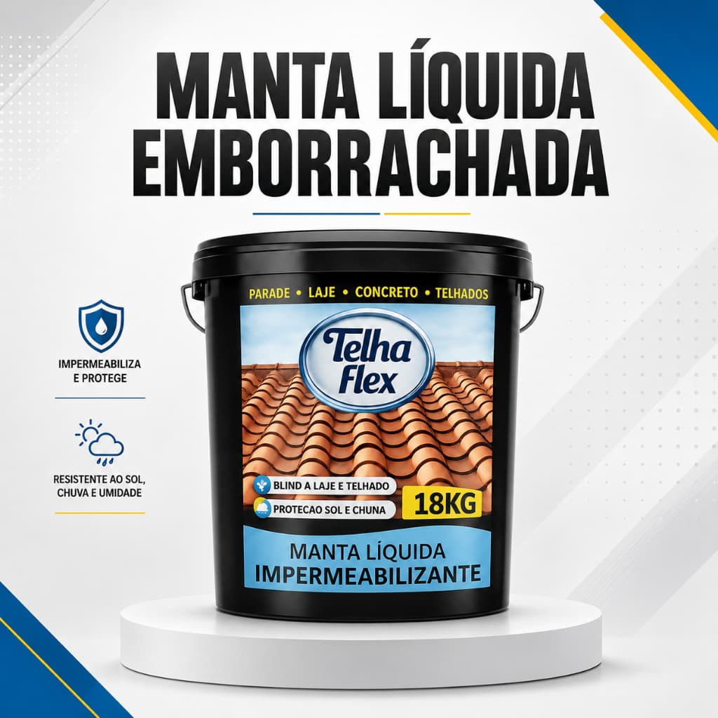 Manta Líquida Emborrachada 18kg Impermeabilizante Telhado Lajes Anti Umidade Proteção Térmica Sol
