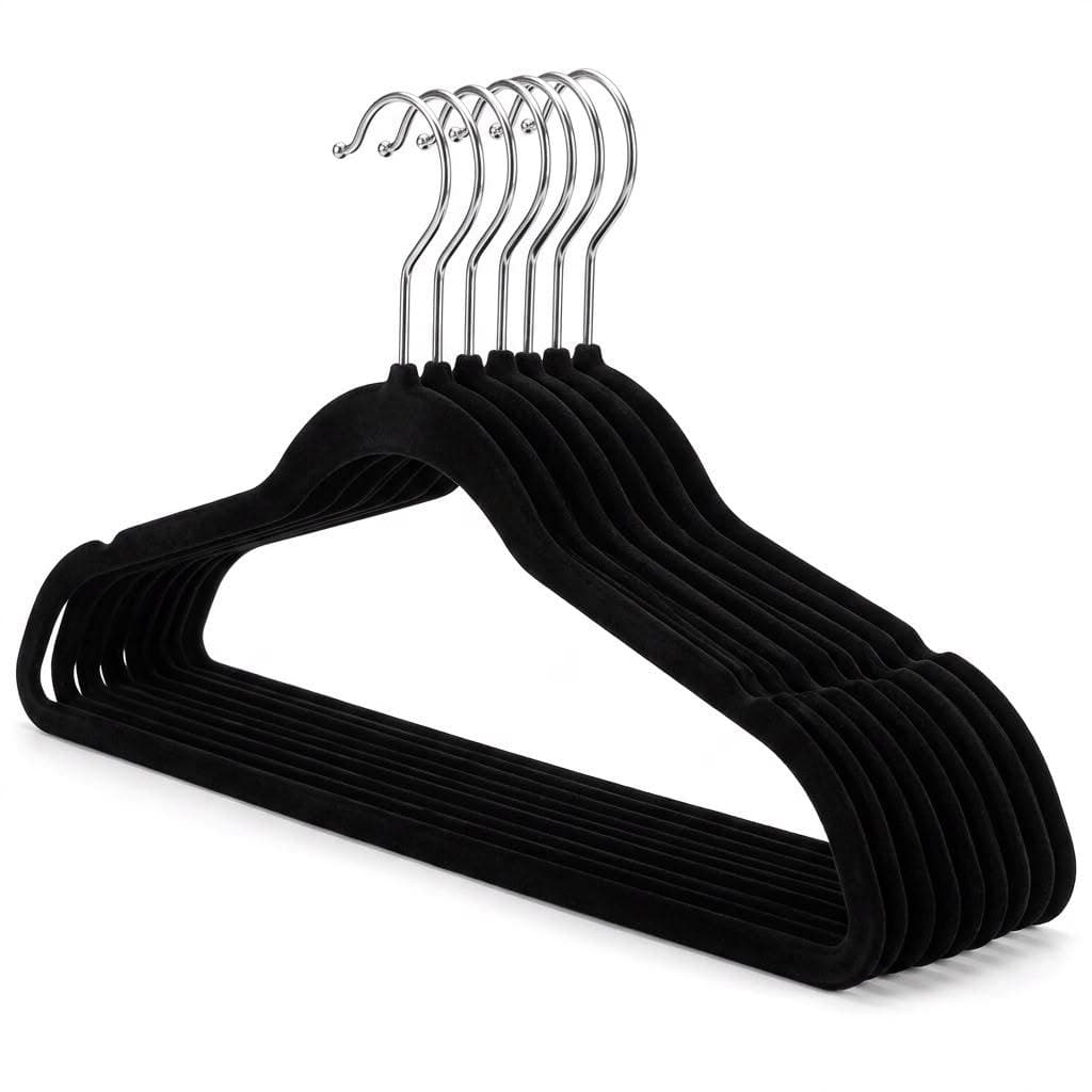 Kit Cabides Veludo para  Roupas de Adulto Antiderrapante com Gancho Giratório