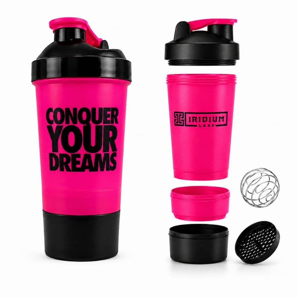 Coqueteleira 500ml Shakereira Personalizada com 3 Compartimentos Peneira Misturador