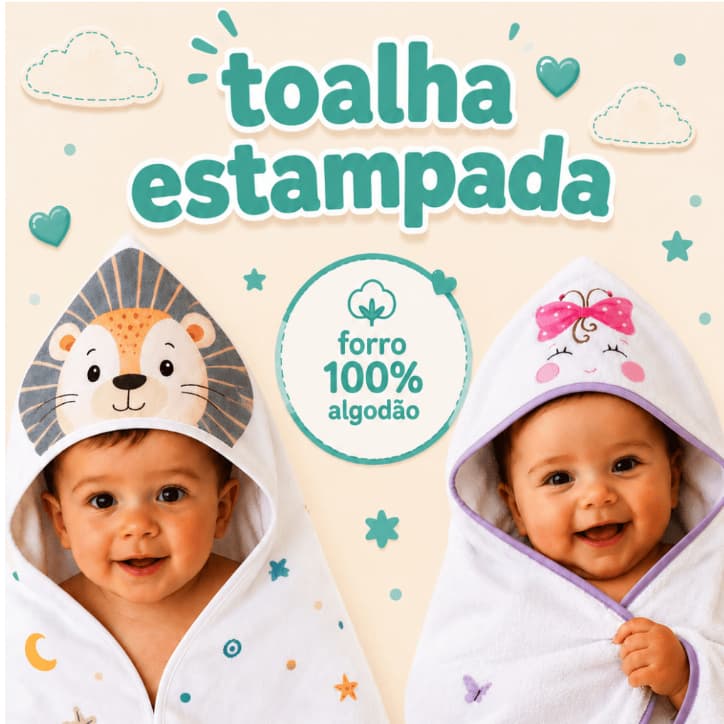 Toalha de banho com capuz bebê infantil estampada dupla camada fralda 100% algodão 75 x 95 cm