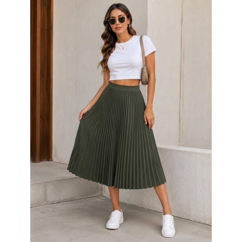 Saia Plissada Midi Feminina Com Forro – Elegância, Conforto e Versatilidade