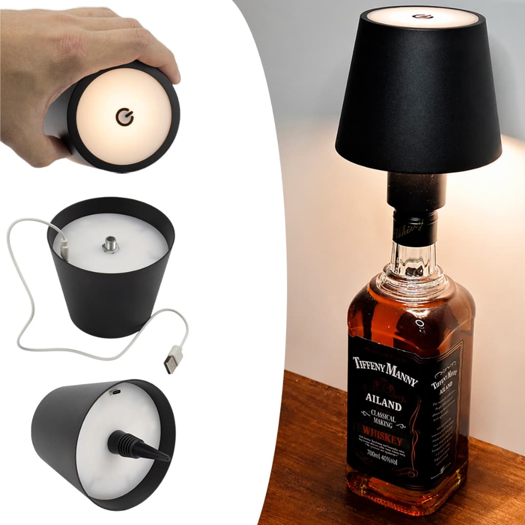 Luminária Led Touch Para Vinho Whisky Garrafa Abajur Sem Fio