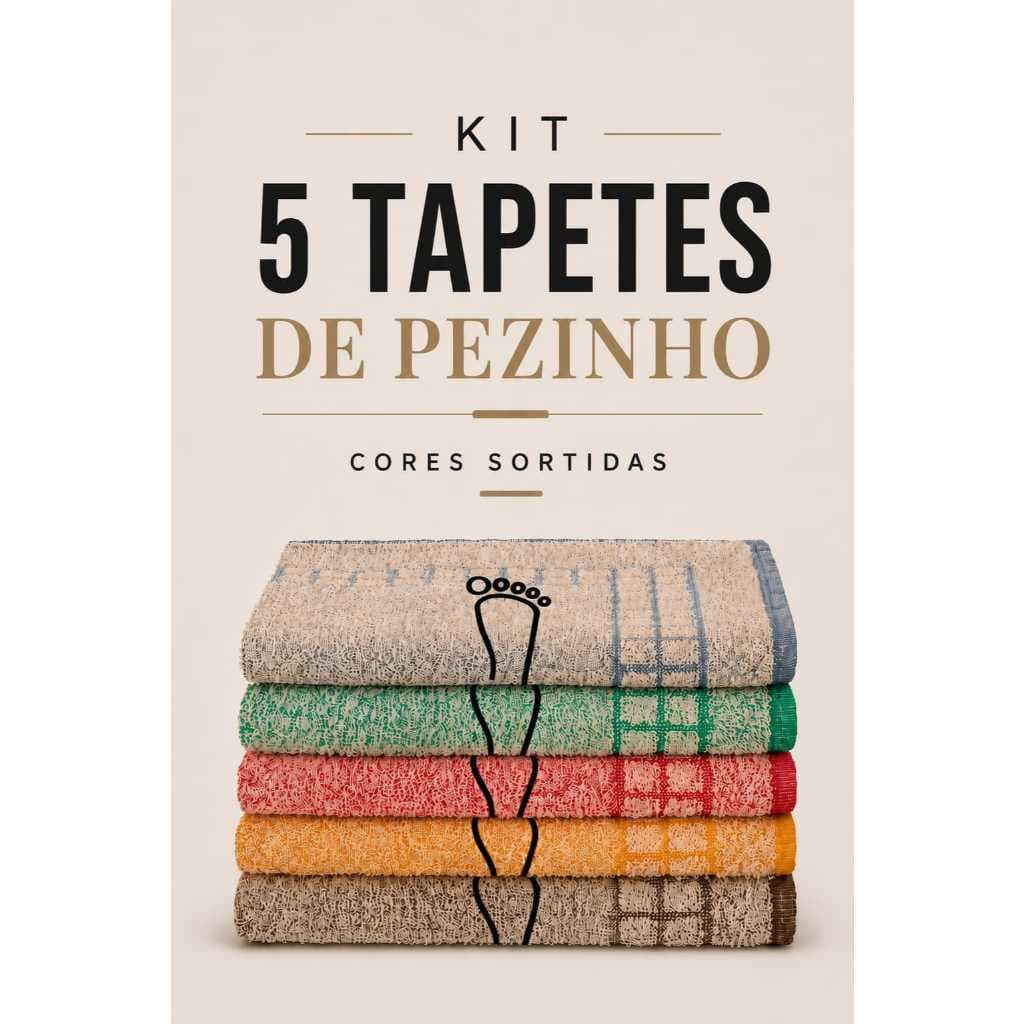 KIT COM 5 TOALHAS DE PISO TAPETE  PEZINHO PARA BANHEIRO 40 X 60 100% ALGODÃO