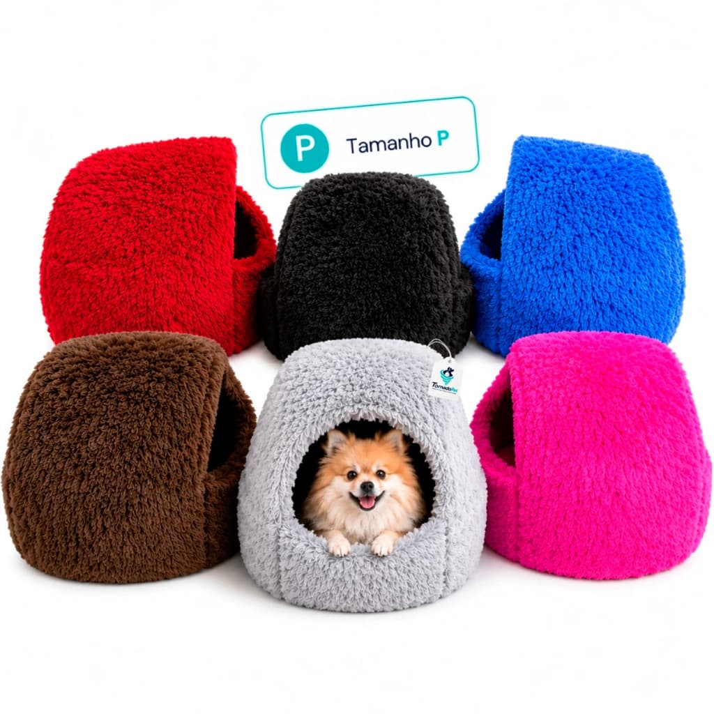 Cama Caminha p/ Cachorro e Gatos Iglu Toca Nuvem Veludo Pelúcia Tamanho P - Diversas Cores