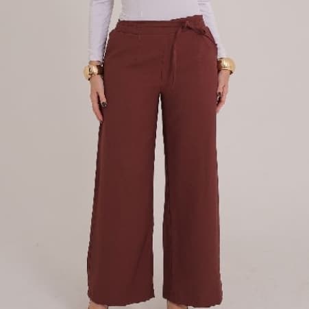 Calça Pantalona Feminina Social Tecido Marrante Premium Cintura Alta com Bolso, Elegante Conforto e Versatilidade