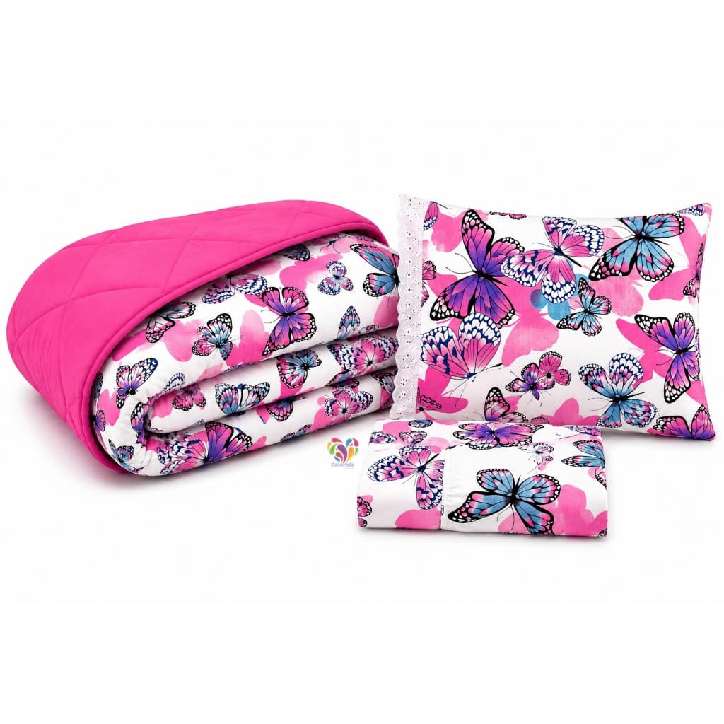 Kit Edredom Solteiro Dupla Face + Jogo De Lençol Infantil - Decoração Quarto Temático Kids