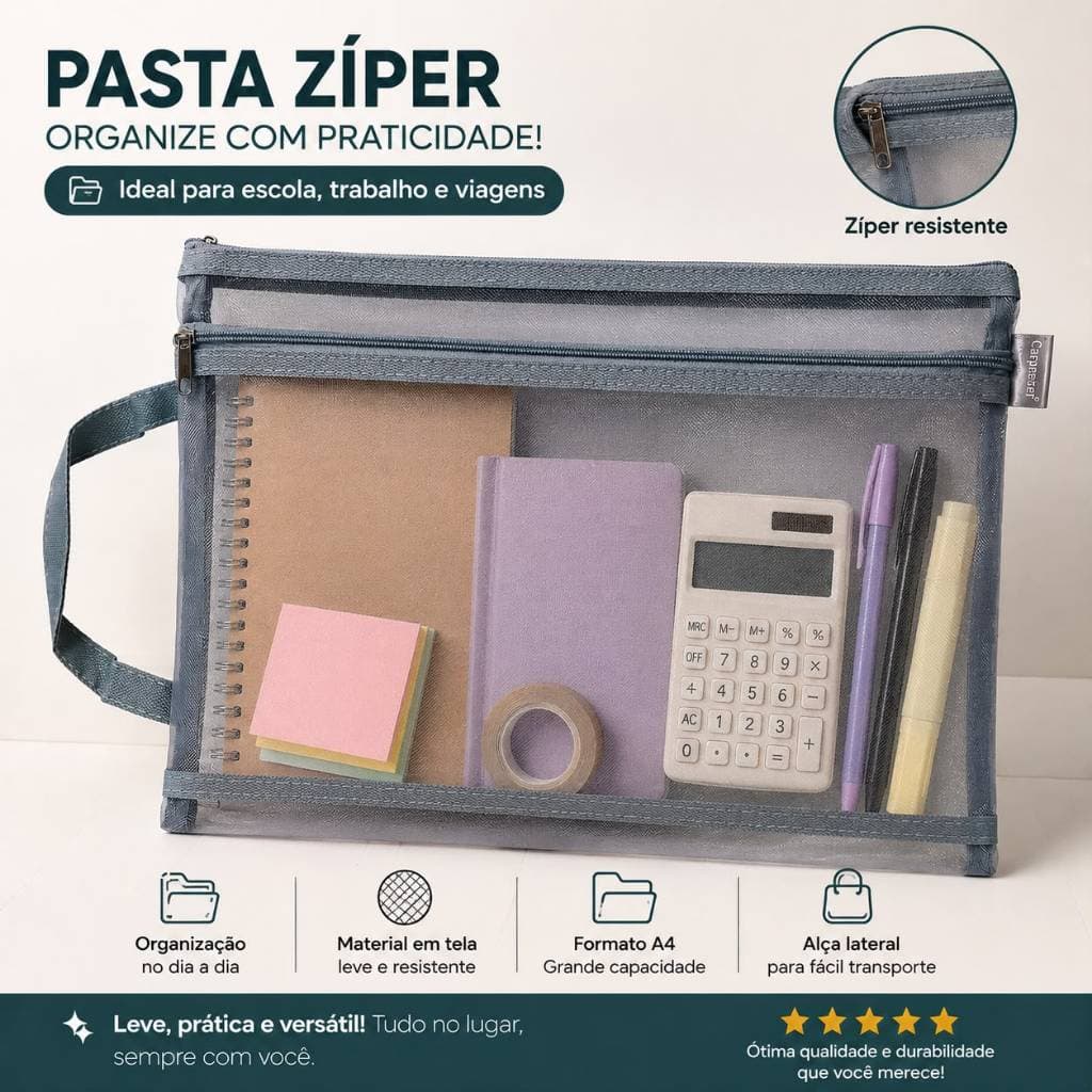 Pasta organizador,  necessaire, para documento, viagem ( formato A4)