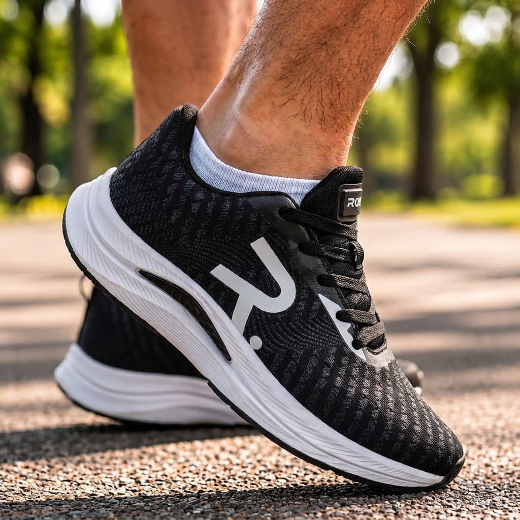 Tênis Masculino ROUDER Original Esportivo Academia Corrida Caminhada Leve Confortável Preto Dourado