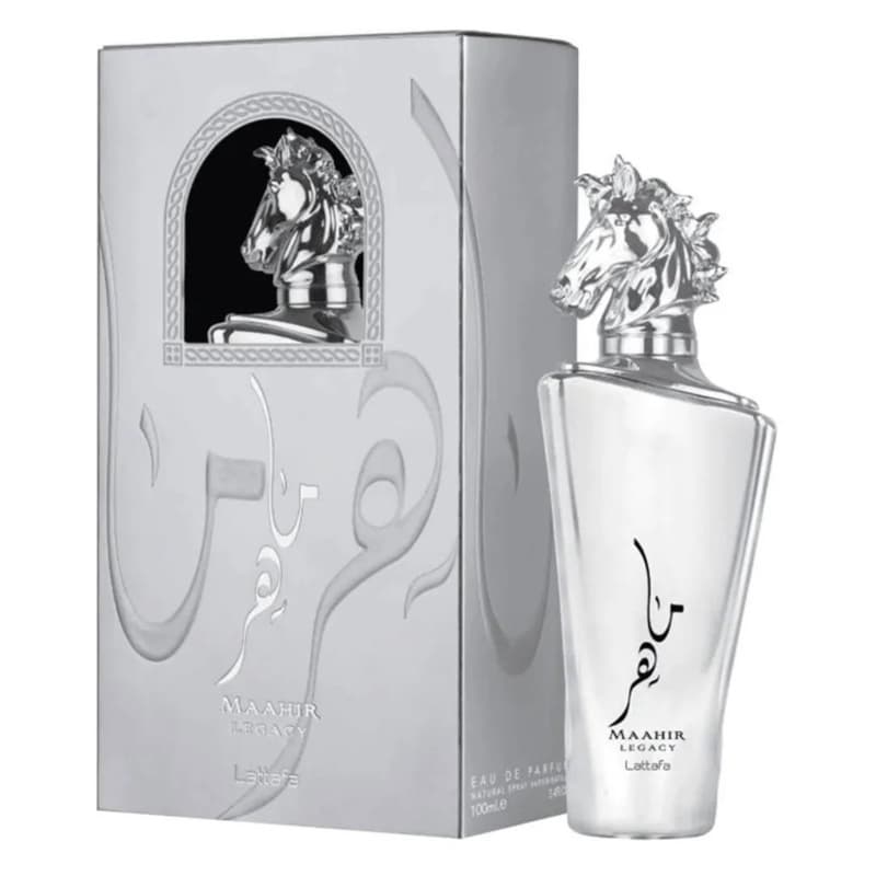 Lattafa Maahir Legacy Masculino Eau de Parfum 100ml - Frescor e Sofisticação com Notas Amadeiradas