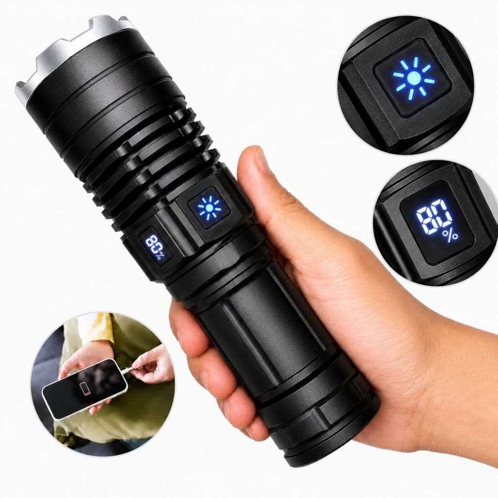 Lanterna Visor Digital Led Tática Mais Forte Do Mundo 2km Militar Potente Power Bank 10.000mAh