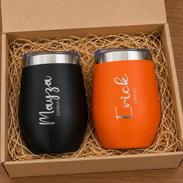 Kit 2 Copos Térmicos Personalizados Dindo e Dinda madrinha Padrinho Presente Personalizado