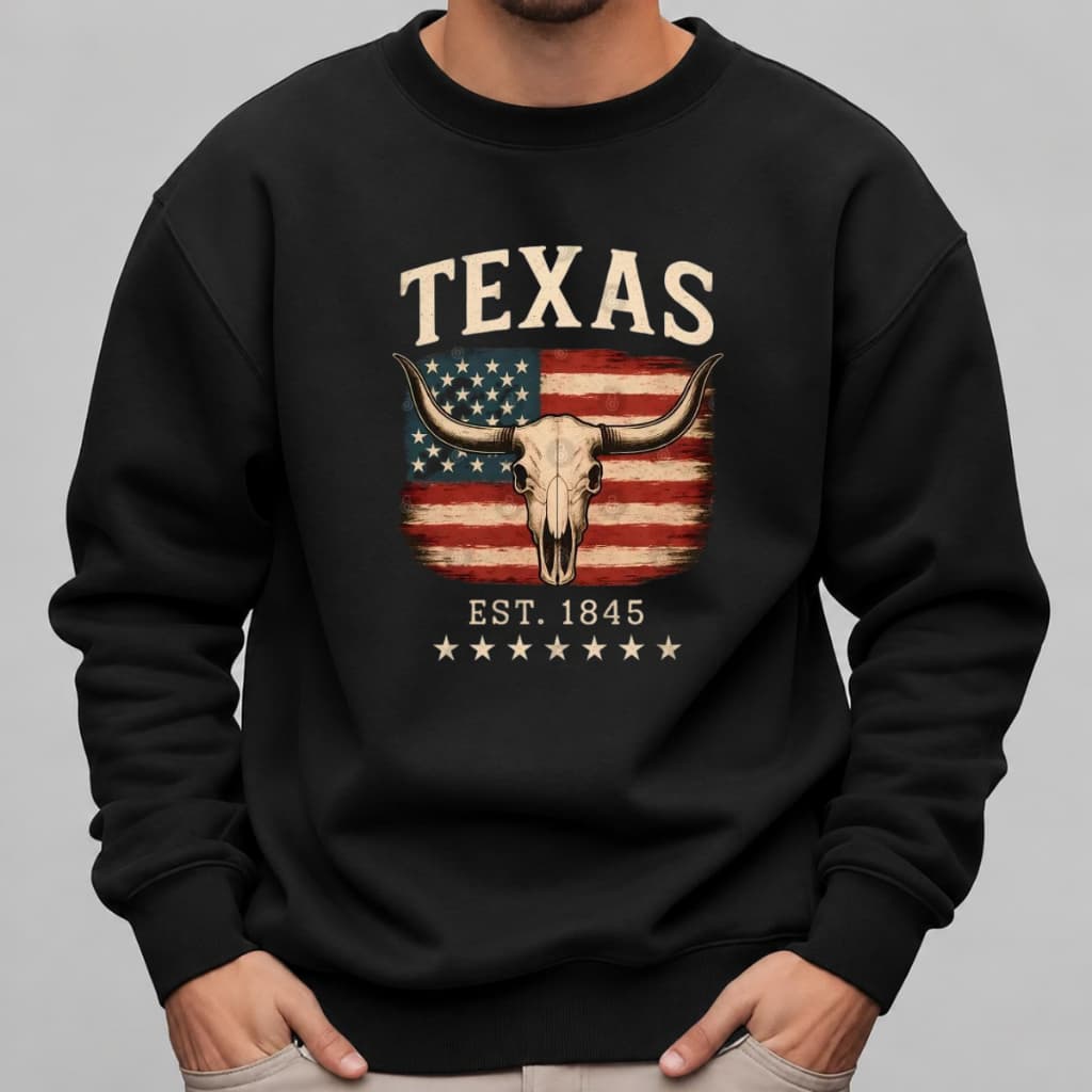 Moletom Gola Careca Texas Estampado Country Casaco Felpado Gola Redonda Cowboy