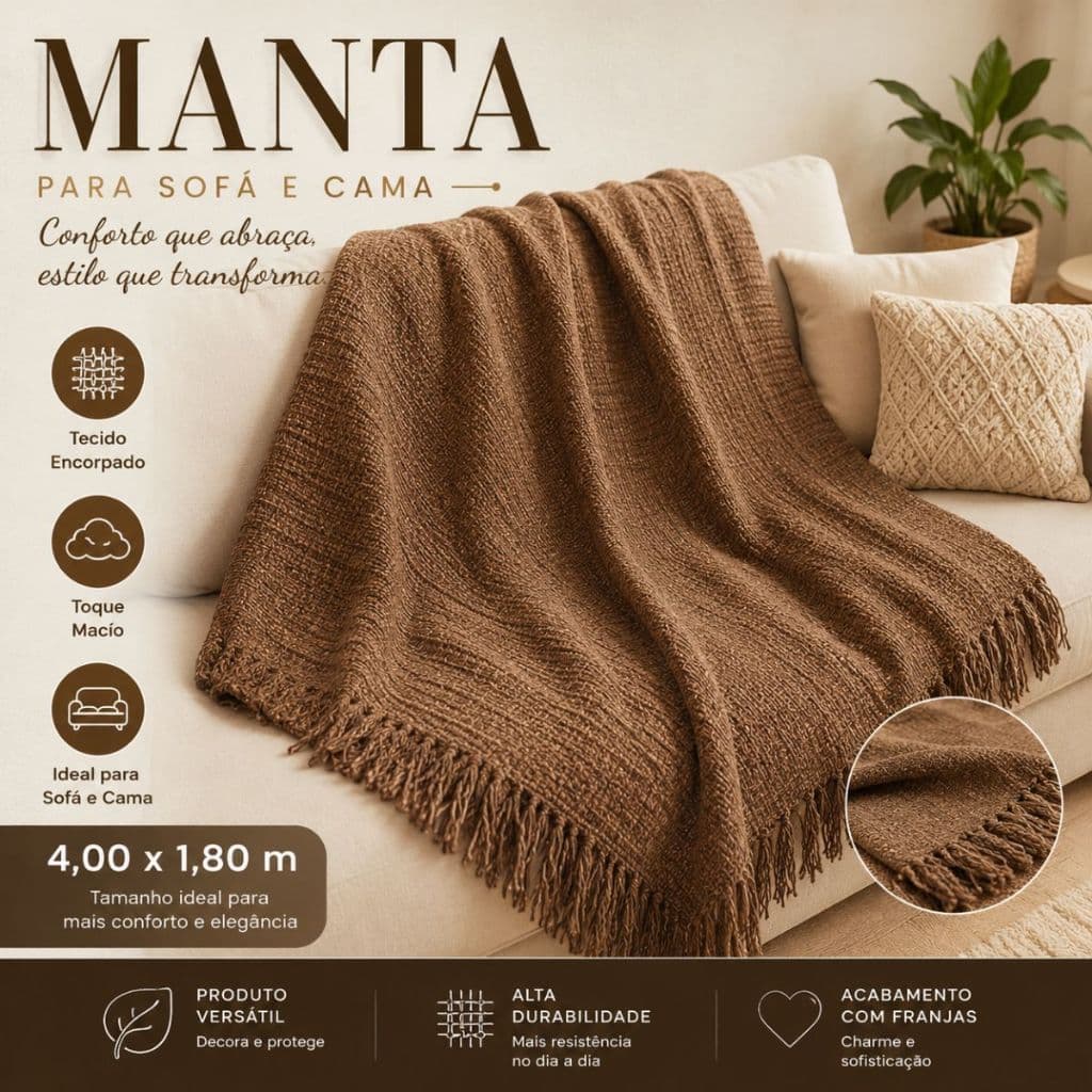 Manta Para Sofá 4,00x1,80 Tipo Capa De Sofá Luxo King Decoração