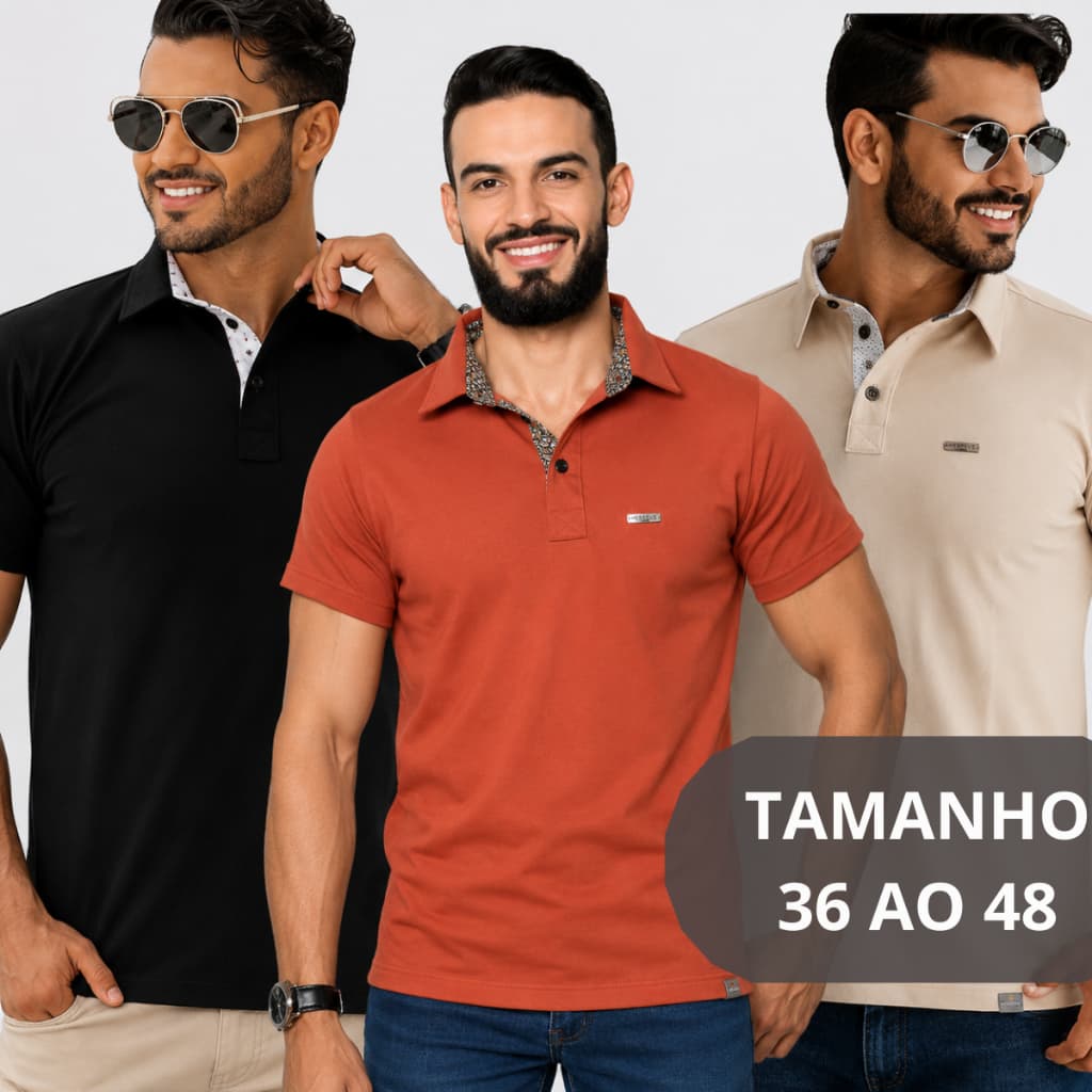 Kit Gola Polo Masculina Algodão Fio 30.1 Premium