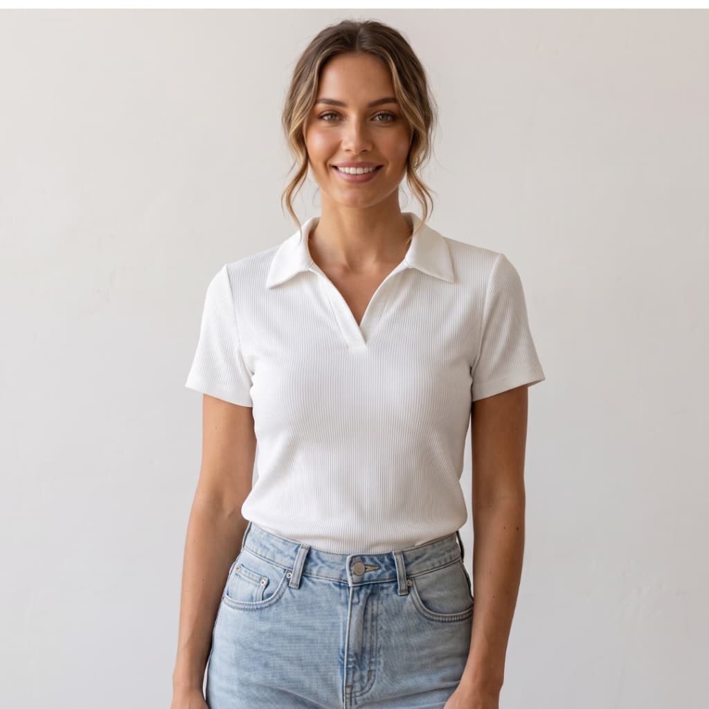 Camisa Polo Feminina em Malha Premium Canelada  - Elegância e Conforto para o Dia a Dia
