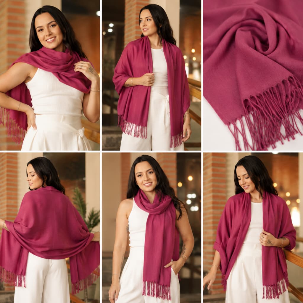 Cachecol Pashmina Cor Marsala com Franja Lisa Moda Elegante e Durável Unissex Luxo