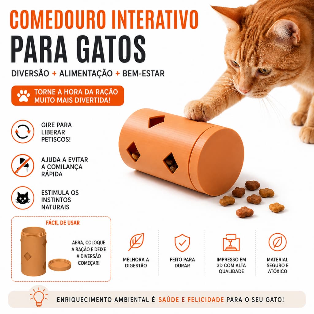 Comedouro Interativo para Gatos | Dispensador de Petiscos Slow Feeder Premium