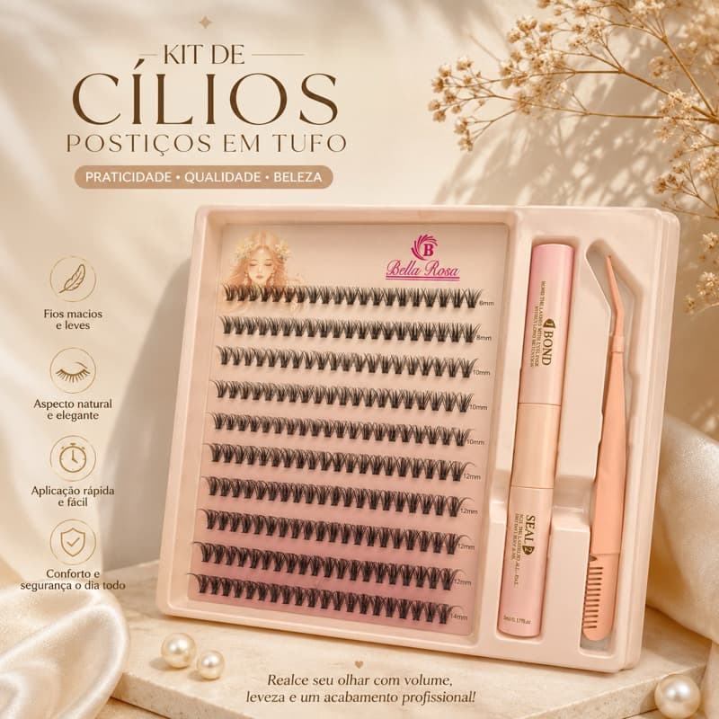 Kit 200 Extensão De Cílios 30D 0.07Mix Alongamento DIY Com Cola E Pinça